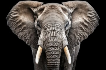 close up of elephant PNG 8k isolated on white background