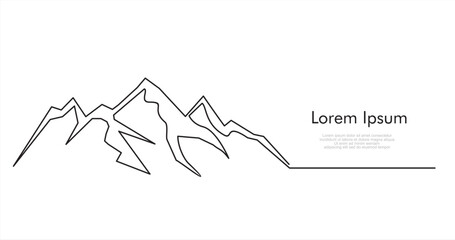 Obraz premium Mountain isolated on white background. Continuous line drawing. Hill single line art drawing, one line drawing.