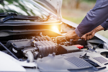 car mechanic working Engine repair and maintenance service