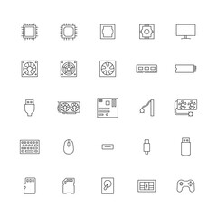 Computer Hardware icon set. Editable vector stroke.