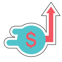 Sticker up finance management design vector icon design vector line icon svg