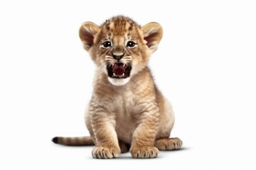 young lion cub PNG 8k isolated on white background