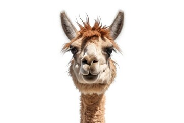 close up of a llama isolated on white