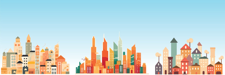 Abstract flat vector illustration of modern city.