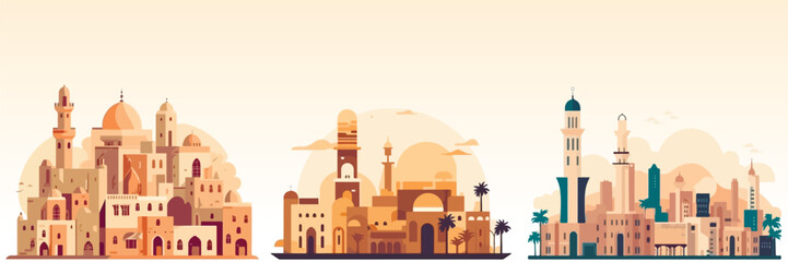 Abstract flat vector illustration of arabian city.