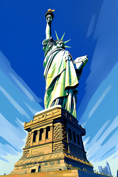 Illustration of the Statue of Liberty in New York, USA