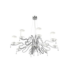 chandelier on the ceiling isolated on transparent background, hanging lamp, pendant light, 3D illustration, cg render