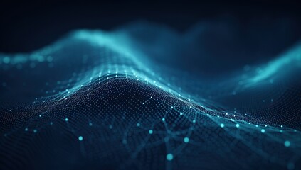 Data technology illustration, abstract futuristic background. particle wave. Waves with connecting dots and lines on a dark background