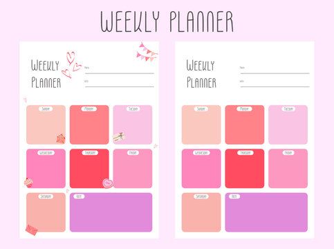 planners and to do list with home doodle decor illustrations. Template for agenda, schedule, planners, checklists, notebooks, cards and other stationery


