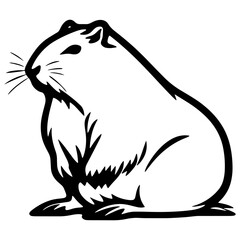 cute little Capybara Silhouette on White Background. Line art black and white illustration. Vector Animal Template for Icon, Logo Company, Symbol etc