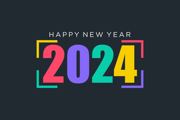 2024 Happy New Year logo design vector. colorful new year 2024 design