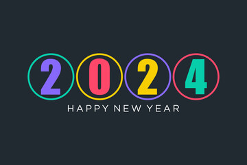 2024 Happy New Year logo design vector. colorful new year 2024 design