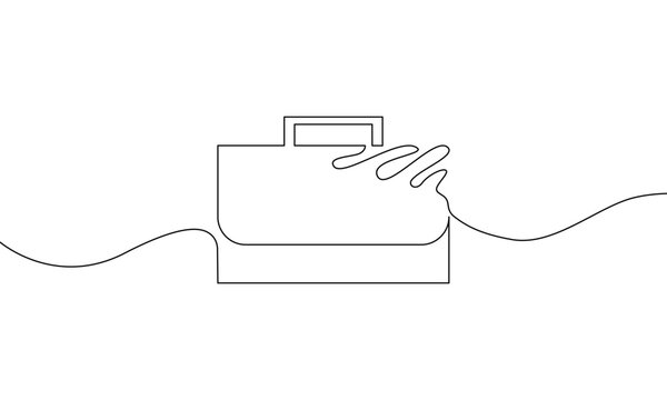 recommend clip art: Continuous line drawing of briefcase. Illustration vector of work bag. Hand drawn. Business icon. Object one line. Single line art