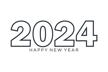 2024 Happy New Year logo design vector. black new year 2024 design