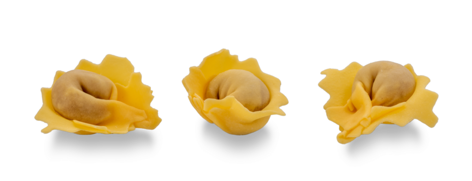 Tortellini di Valeggio: famous Italian handmade stuffed pasta from the province of Verona, also known as nodo d'amore (love knot)
