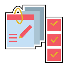 Sticker Check List daily schedule design vector icon design vector line icon svg