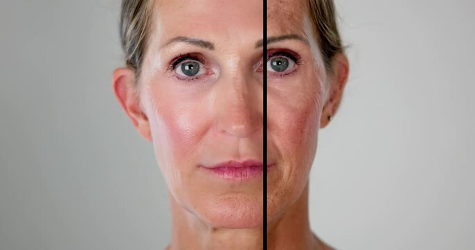 Woman Before And After Face Lift Therapy