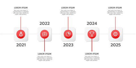Infographic timeline report red point design template. Milestone, Roadmap, and Presentation. Vector illustration.