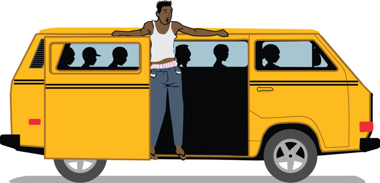 Danfo or Yellow Bus or van with passengers