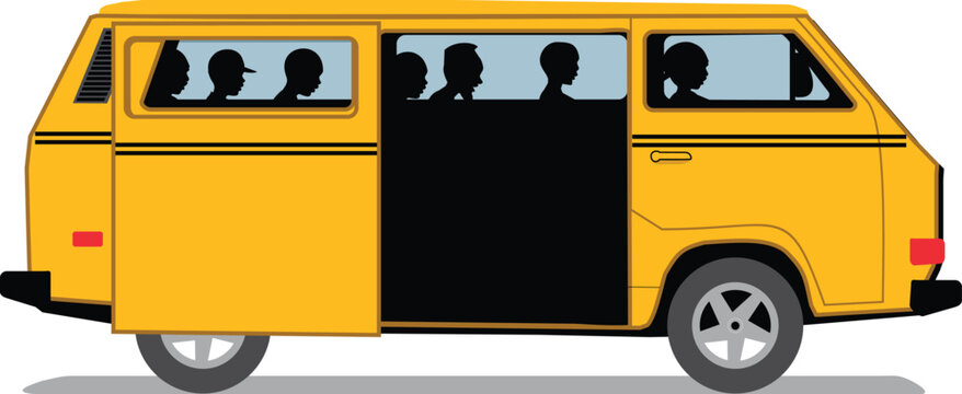 Danfo or Yellow Bus or van with passengers