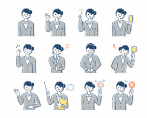 女性オペレーターの表情　バリーエーションセット