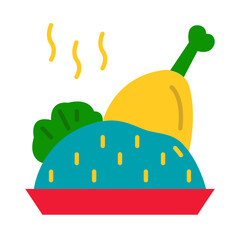 Simple Flat RICE and MEAT design vector icon design vector line icon svg