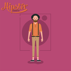 Isolated colored male hipster character Vector