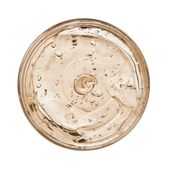 Beautiful fresh cooling gel texture closeup in round container from top view, isolated from...