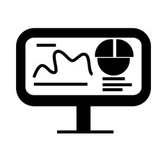 Solid Line monitors with data analytics design vector icon design vector line icon svg