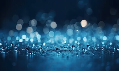 Fototapeta premium Blue defocused lights. Winter background, generative AI