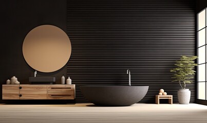 Contemporary Interior Design Background, Minimal Bathroom, generative AI