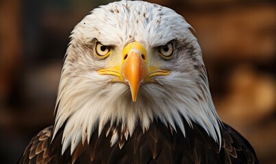 Obraz premium Bald eagle against the backdrop of nature, generative AI