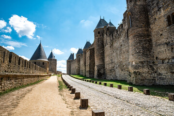 Fototapeta na wymiar Landscape of the fortified town of Carcassonne