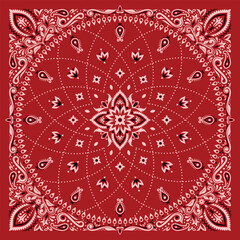 Simply Bandana decorated with white black geometric ornament lines that can be applied to fabrics of various colors