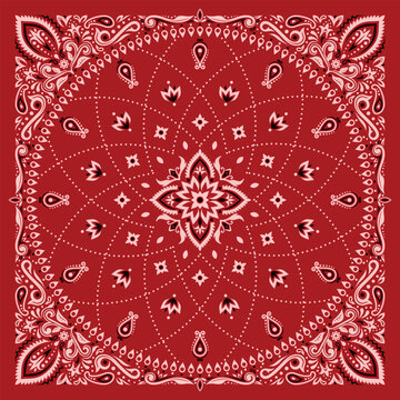Simply Bandana decorated with white black geometric ornament lines that can be applied to fabrics of various colors
