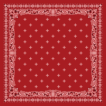 Simply Bandana decorated with white black geometric ornament lines that can be applied to fabrics of various colors