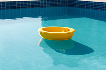 Fototapeta na wymiar resort ring sunlight water circle yellow rescue vacation float pool. Generative AI.