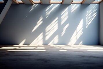 An empty wall and a floor with captivating light glare create an intriguing interior background for presentations. Made with Generative AI technology
