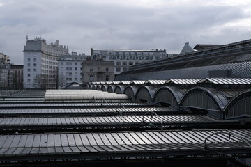 Fototapeta premium 19th-century Architecture legacy which is visible in Paris, when IRON and GLASS were very widely used as construction materials.