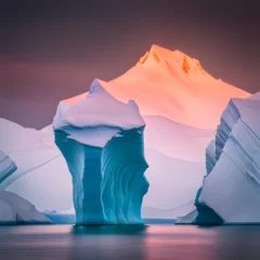 Poster Im Rahmen Iceberg and sunrise - sunset - Iceberg nel mare con riflessi del sole, tramonto, alba © Guddah