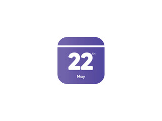 22th May calendar date month icon with gradient color, flat design style vector illustration
