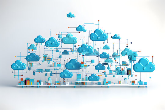 Cloud data storage, cloud computing and data transfer concept. AI generated