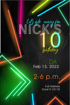 Neon Light Bulb Birthday Party Glow In The Dark 