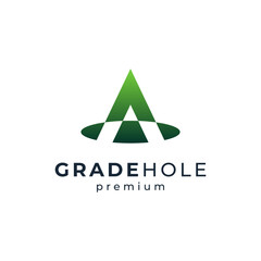 letter A with hole for golf logo design