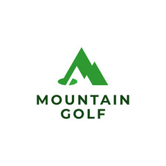 mountain and flag for golf logo design