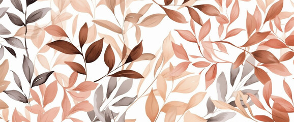 tree seasonal leaf orange background fall plant nature watercolor decoration autumn. Generative AI.