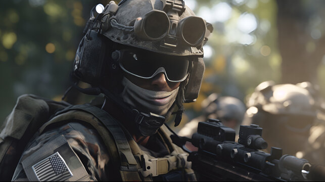 Close Up of Operation: Special Force with Complete Gear AI Generative