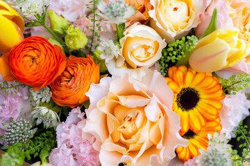 Set of flower box with different flower
