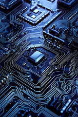 a circuit board on a dark background