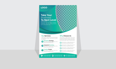 Modern Corporate and Creative Flyer Design Template Vertical Name Flyer Simple and Clean Green and Black Business Flyer Vector Illustration Colorful Gradient Flyer Design Brochure Design Banner White